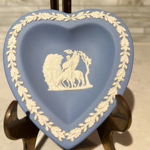 Wedgwood Blue Jasperware Pegasus Heart Trinket Dish